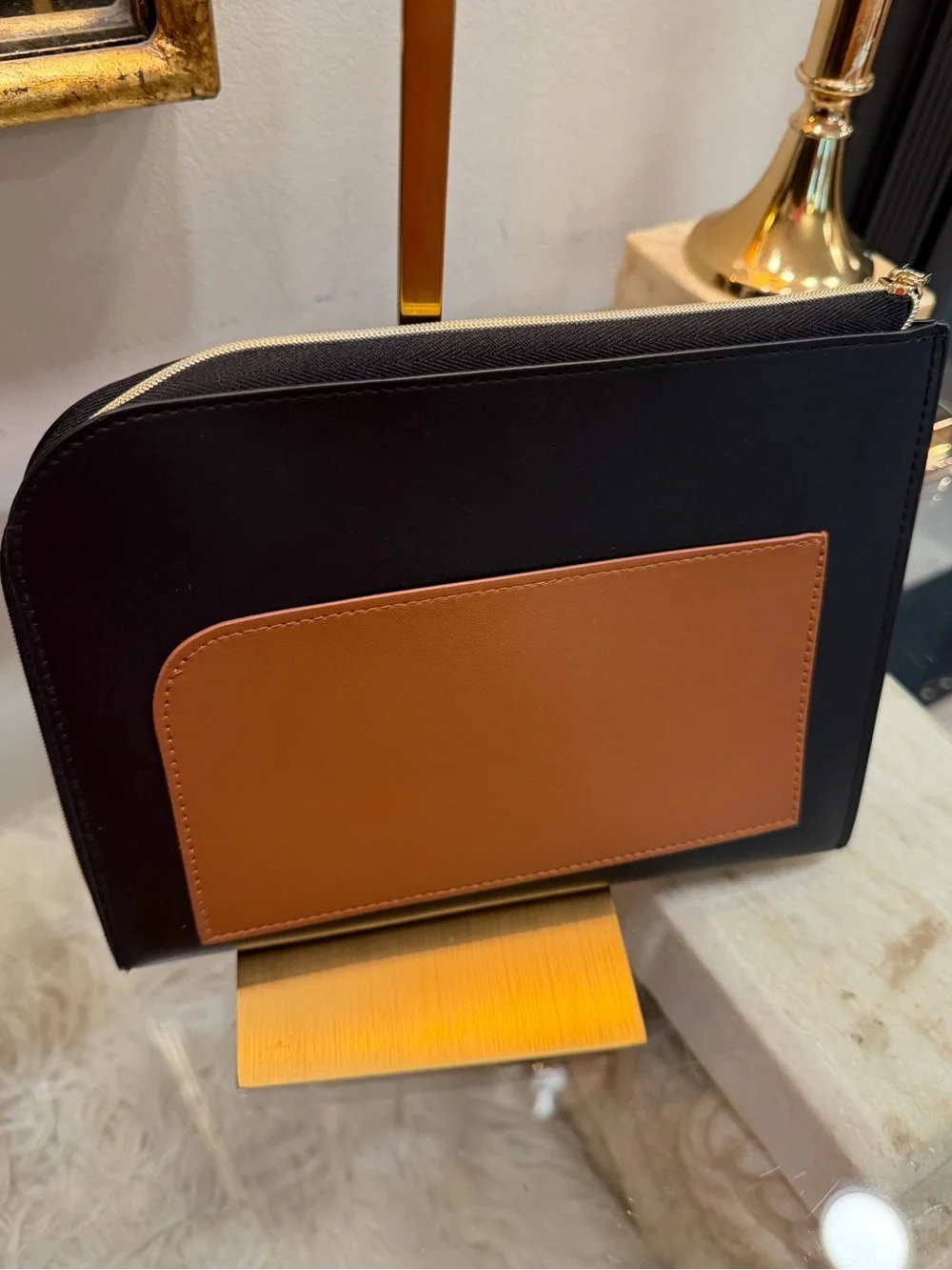 Black faux Leather Zip Pouch Lanvin Makeup